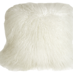 Mongolian Sheepskin Snow White 18"X18" with feather filler