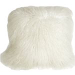 Mongolian Sheepskin Snow White 18"X18" with feather filler