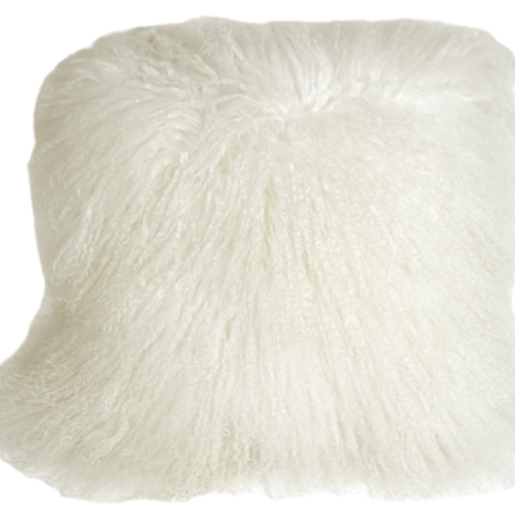 Mongolian Sheepskin Snow White 18"X18" with feather filler