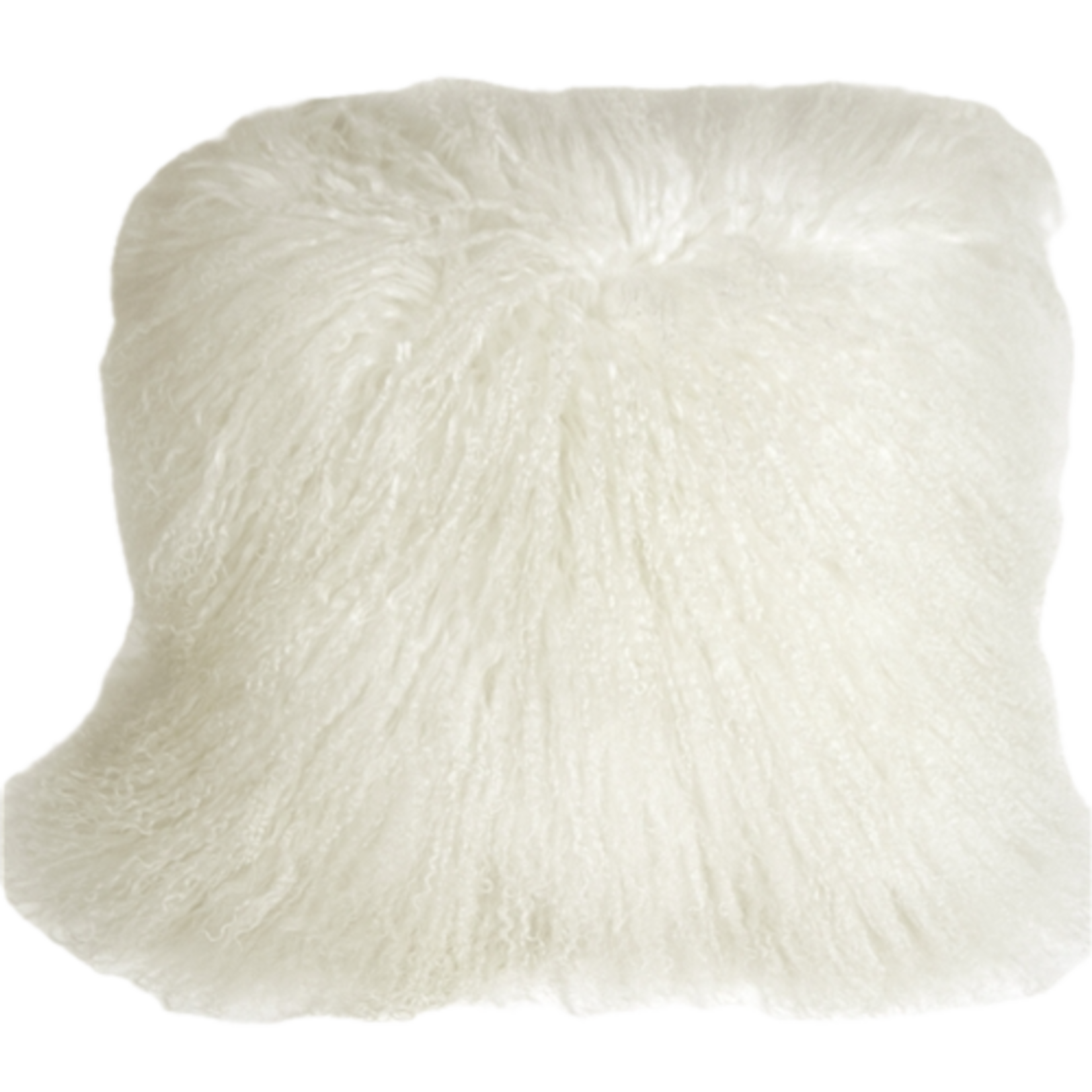 Mongolian Sheepskin Snow White 18"X18" with feather filler