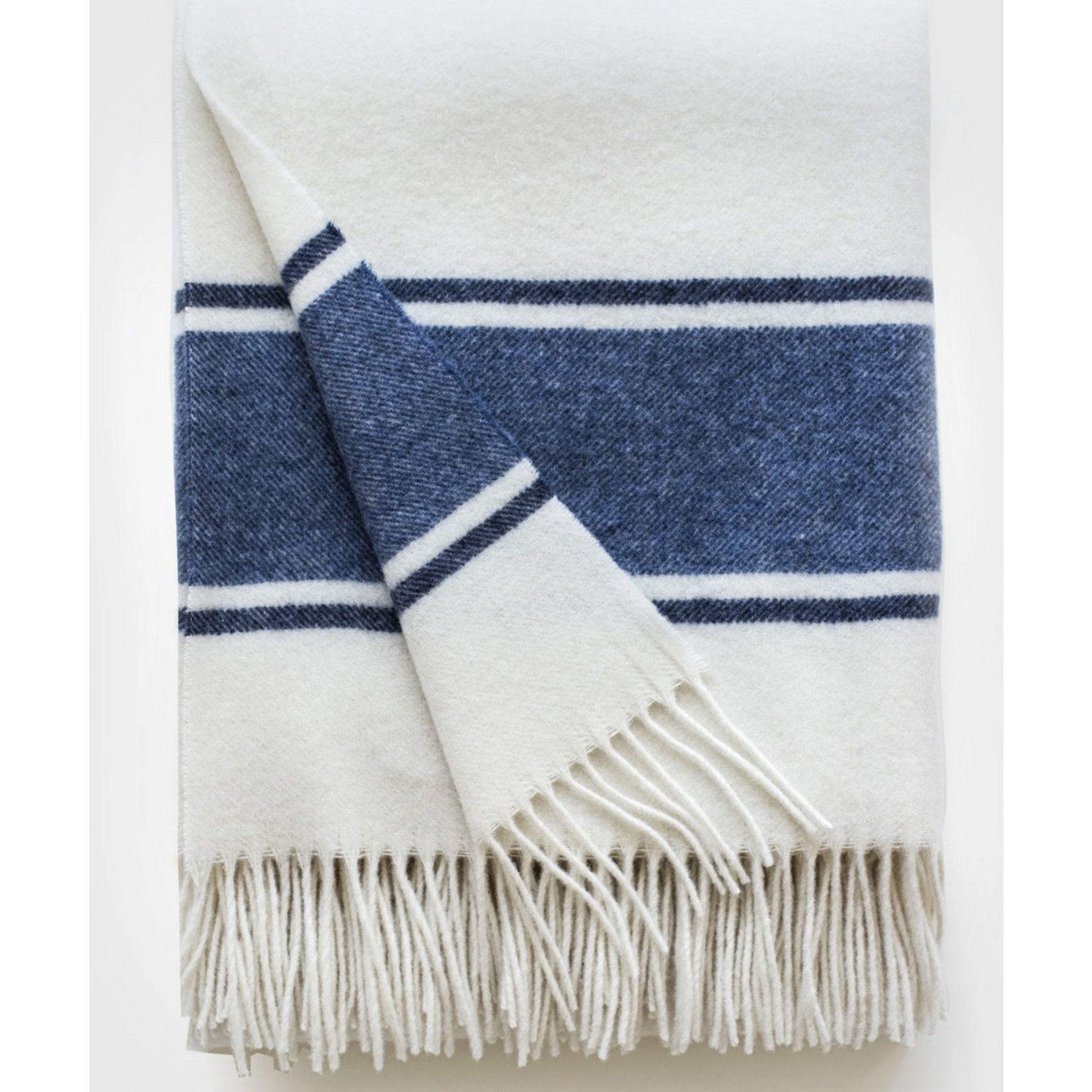 Linen Way Oslo White, Blue and Dark Blue Cashmere and Wool Throw 55x78