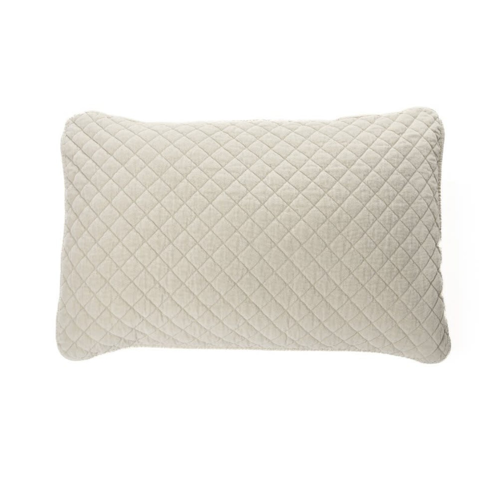 Dove Cream Quilted Velvet / Linen Queen Sham
