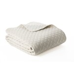 Dove Cream Quilted Velvet / Linen Queen Bed Scarf 28" X 82"