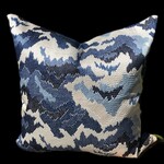 Bespoke Blue Mountaintop 22 x 22 Cushion with Feather Filler