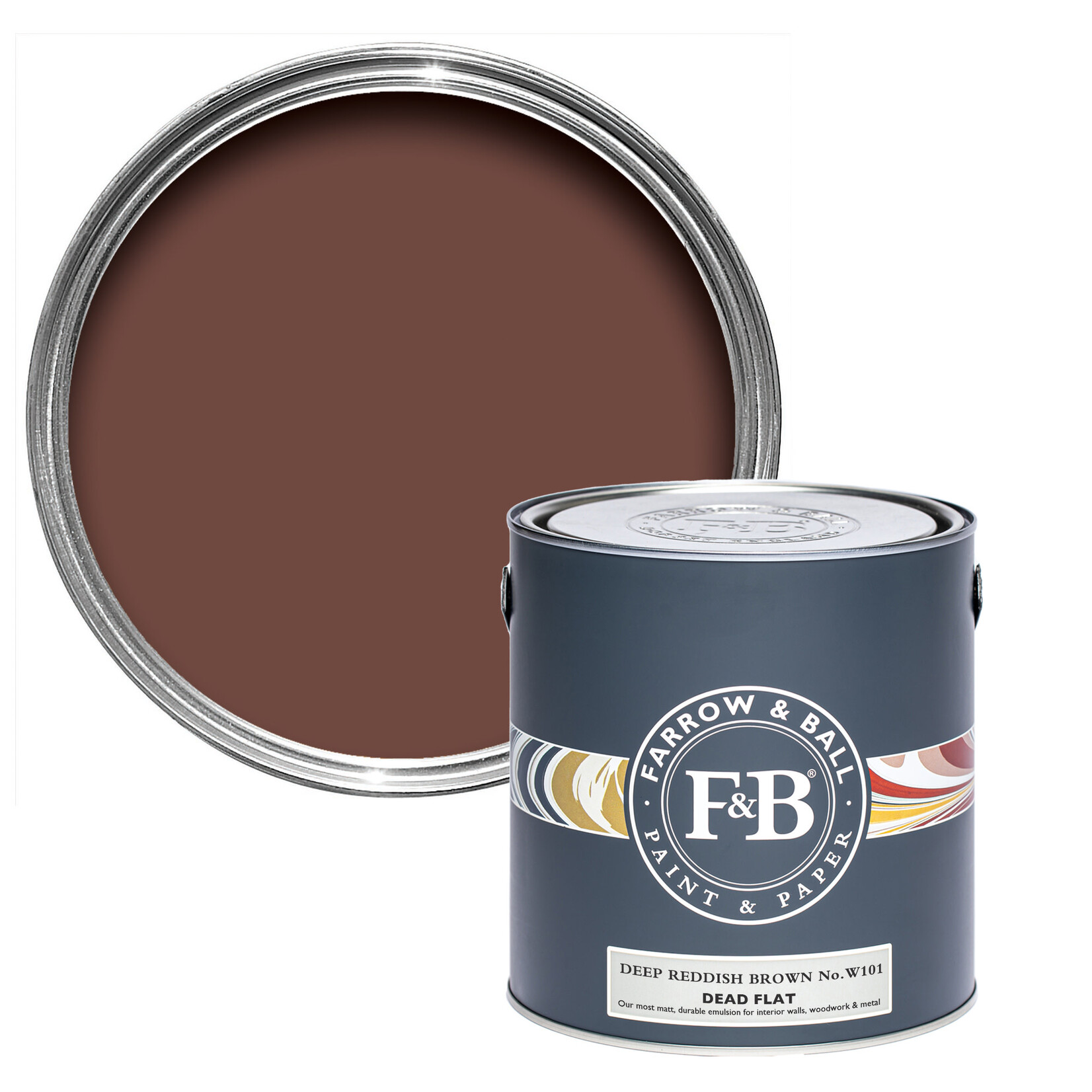 Farrow and Ball US Gallon Dead Flat Deep Reddish Brown No.W101