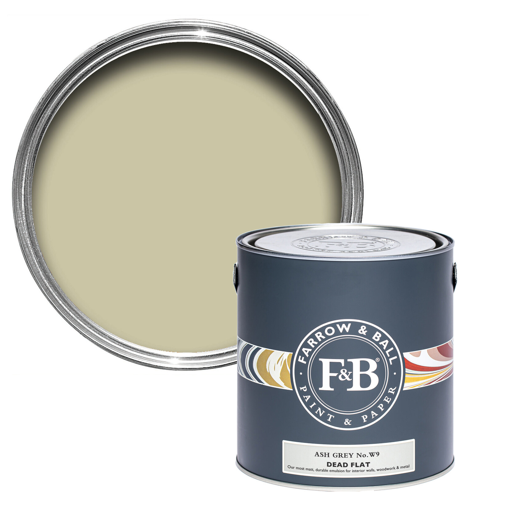 Farrow and Ball US Gallon Dead Flat Ash Grey No.W9