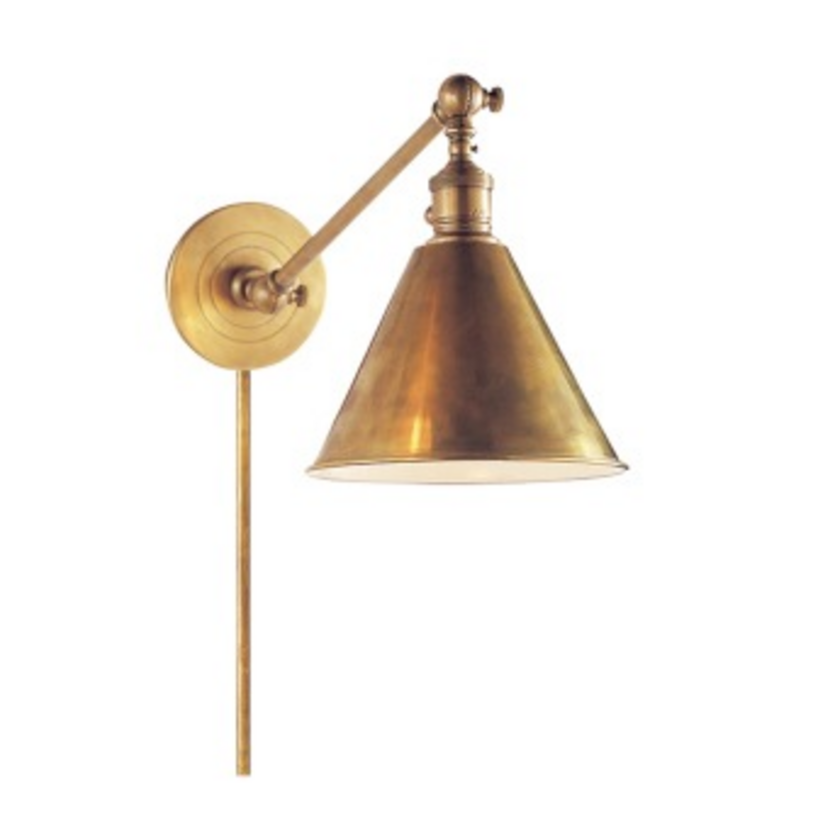 Visual Comfort Boston Functional Single Library Light in Hand-Rubbed Antique Brass