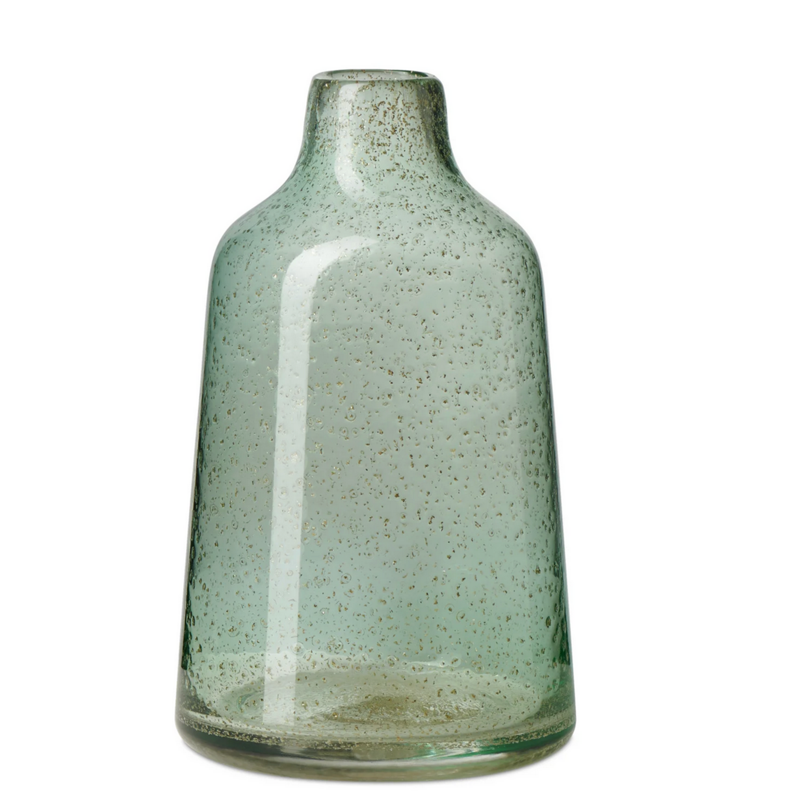 Marina Tapered Gold bubbled light Green vase 10"