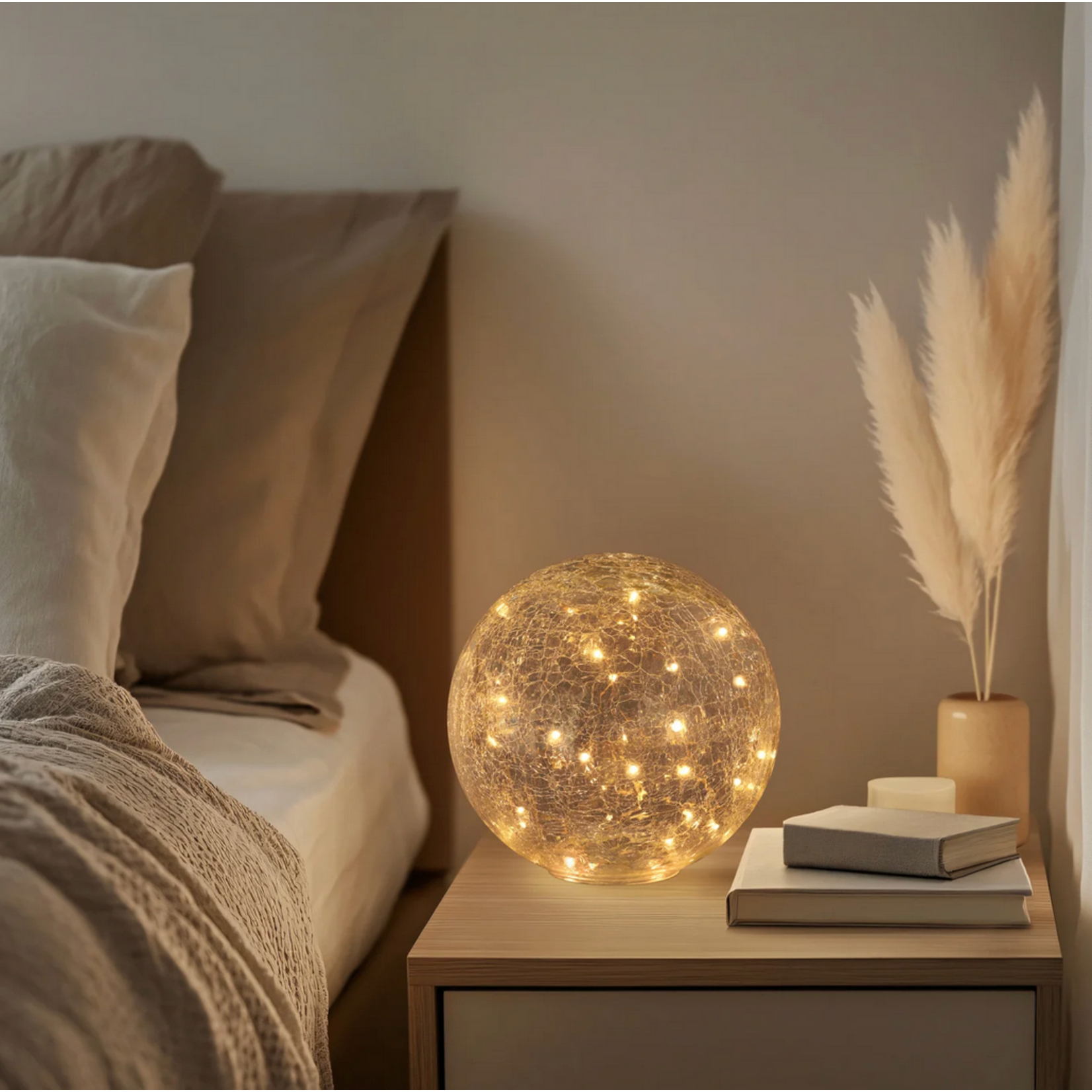 Globe Crackle Glass 8" LED light