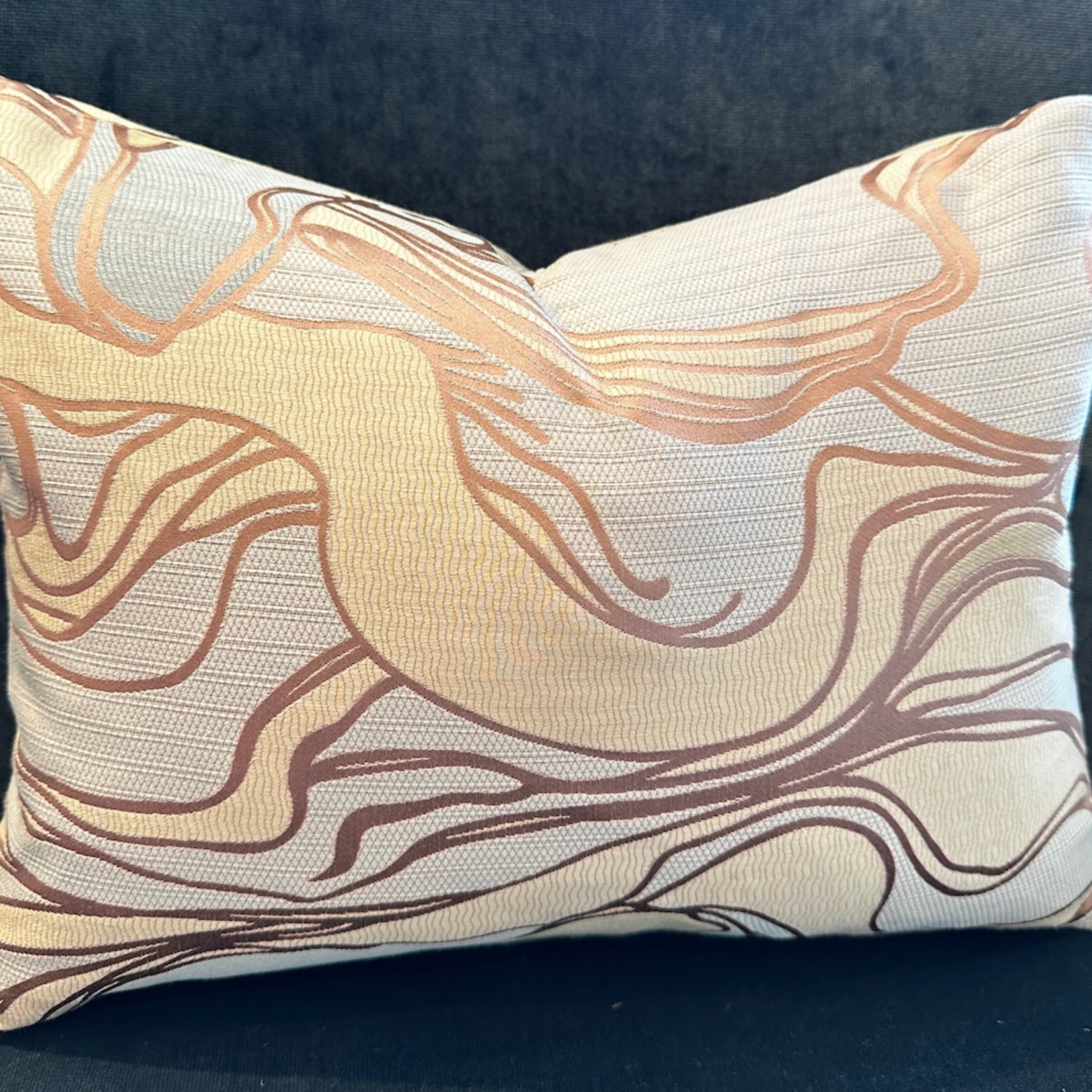 Iridescent Swirl lumbar cushion with feather filler 12 x 16