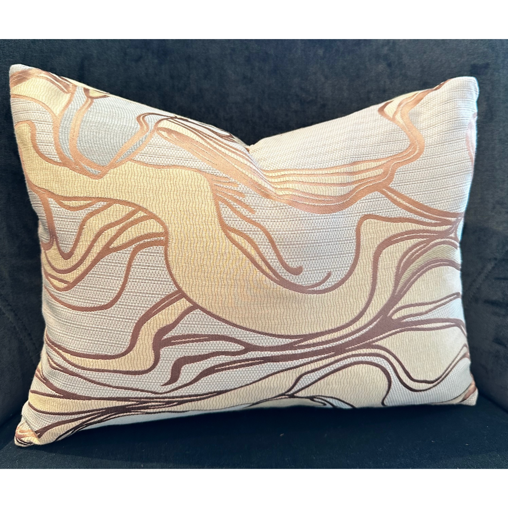 Iridescent Swirl lumbar cushion with feather filler 12 x 16