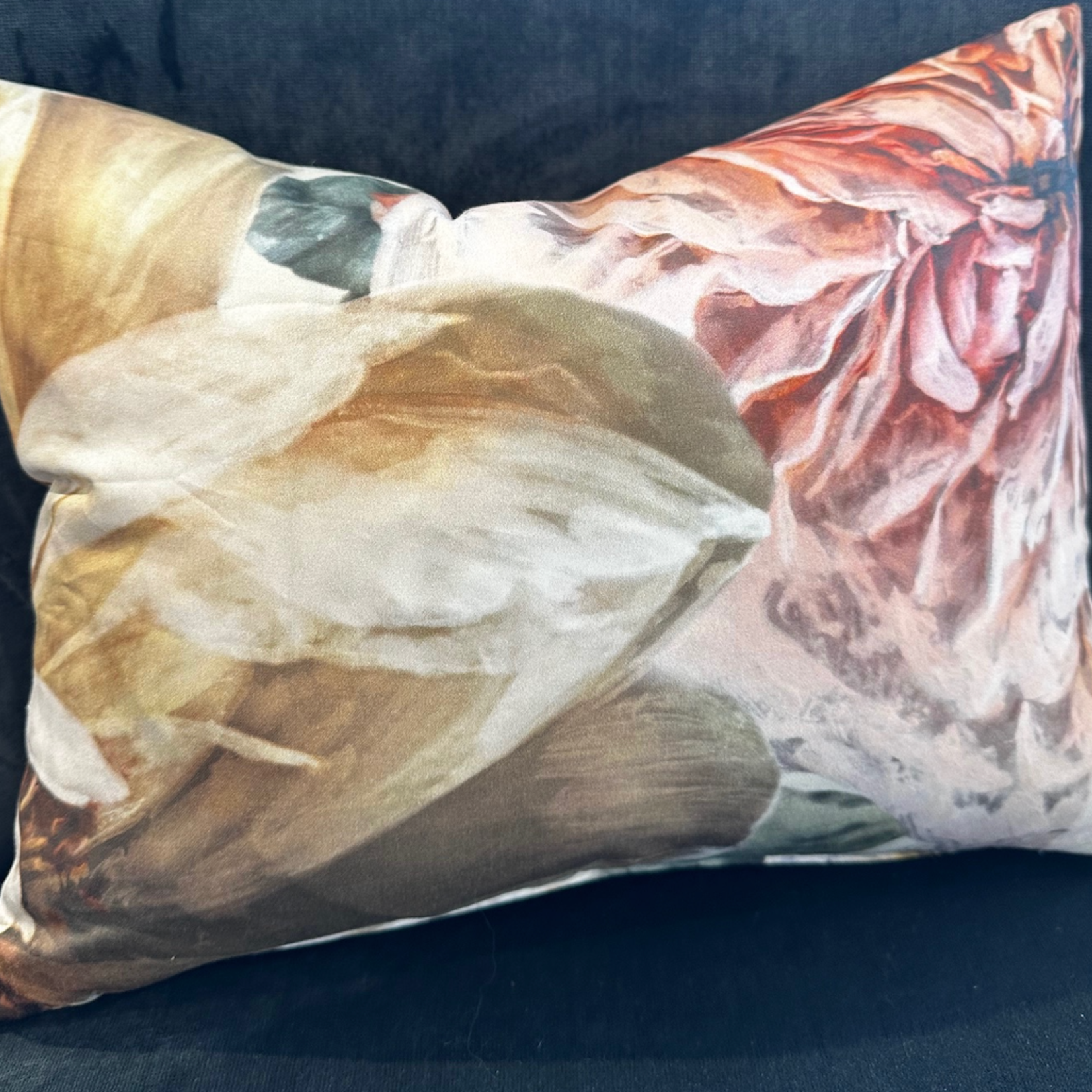 English Garden Rose lumbar cushion with feather filler 12 x 16