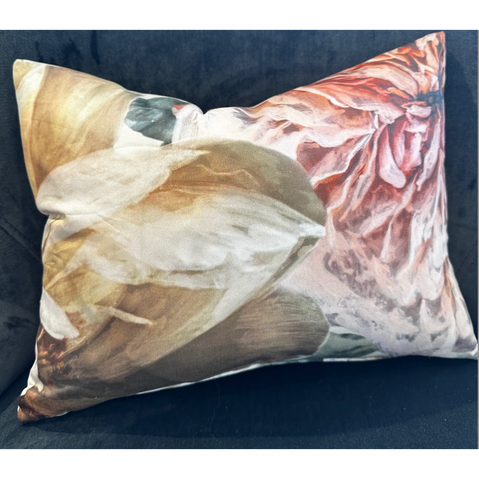 English Garden Rose lumbar cushion with feather filler 12 x 16