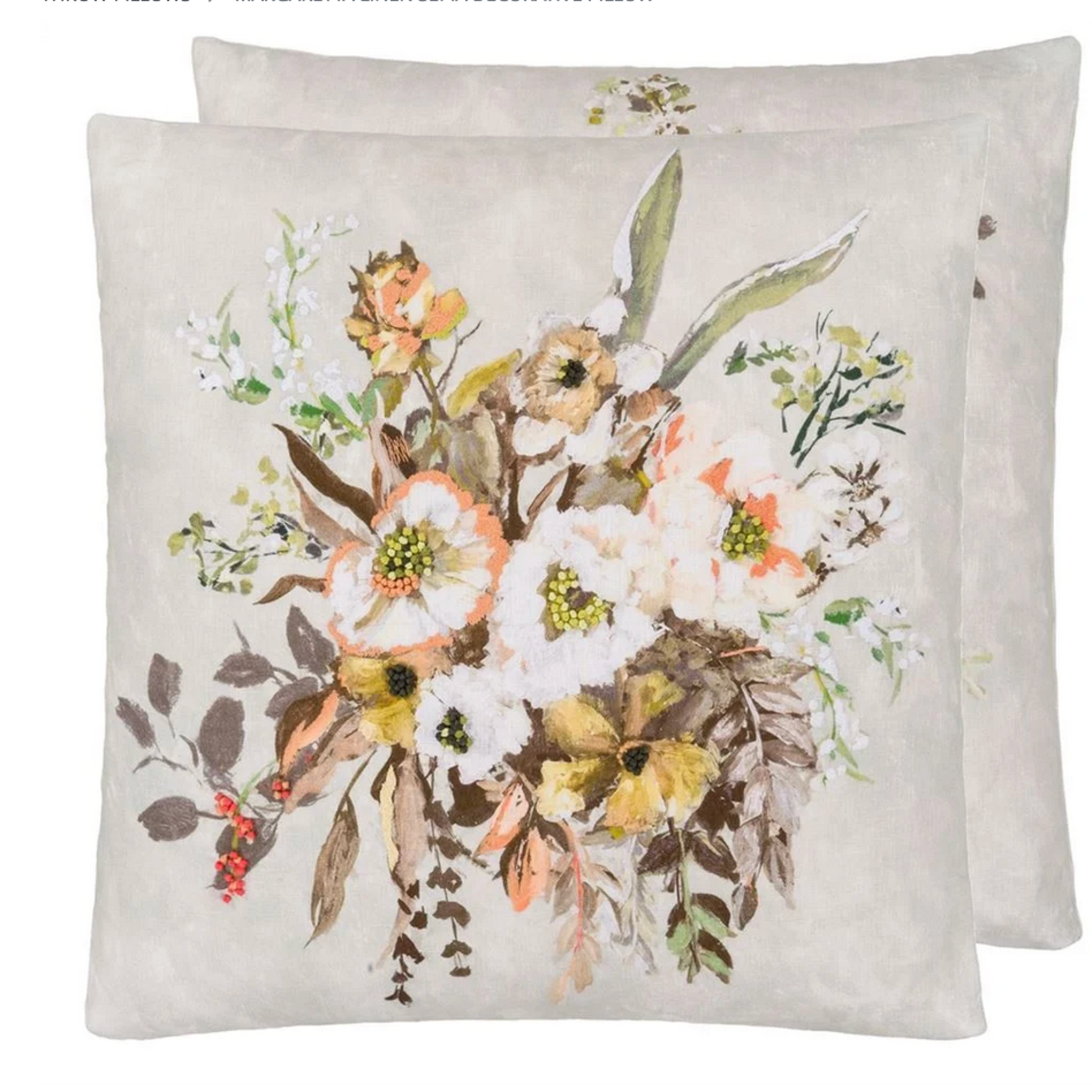 Designer's Guild Margaretta Linen Sepia Cushion 22" x 22"