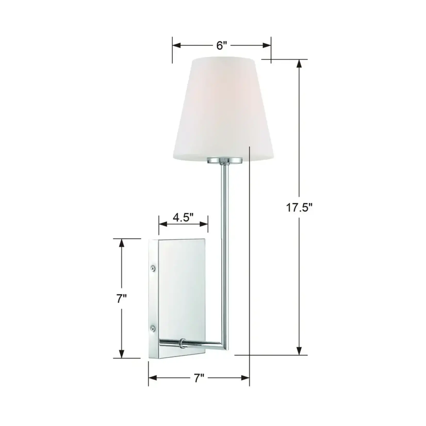 Crystorama Lena Wall Sconce Chrome with Glass Shade