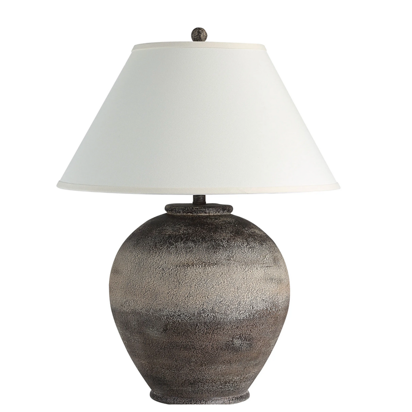 Bronce Table Lamp - Painted Dark Brown Wash Finish with Ivory Linen Shade 3-Way Switch Max. 150W