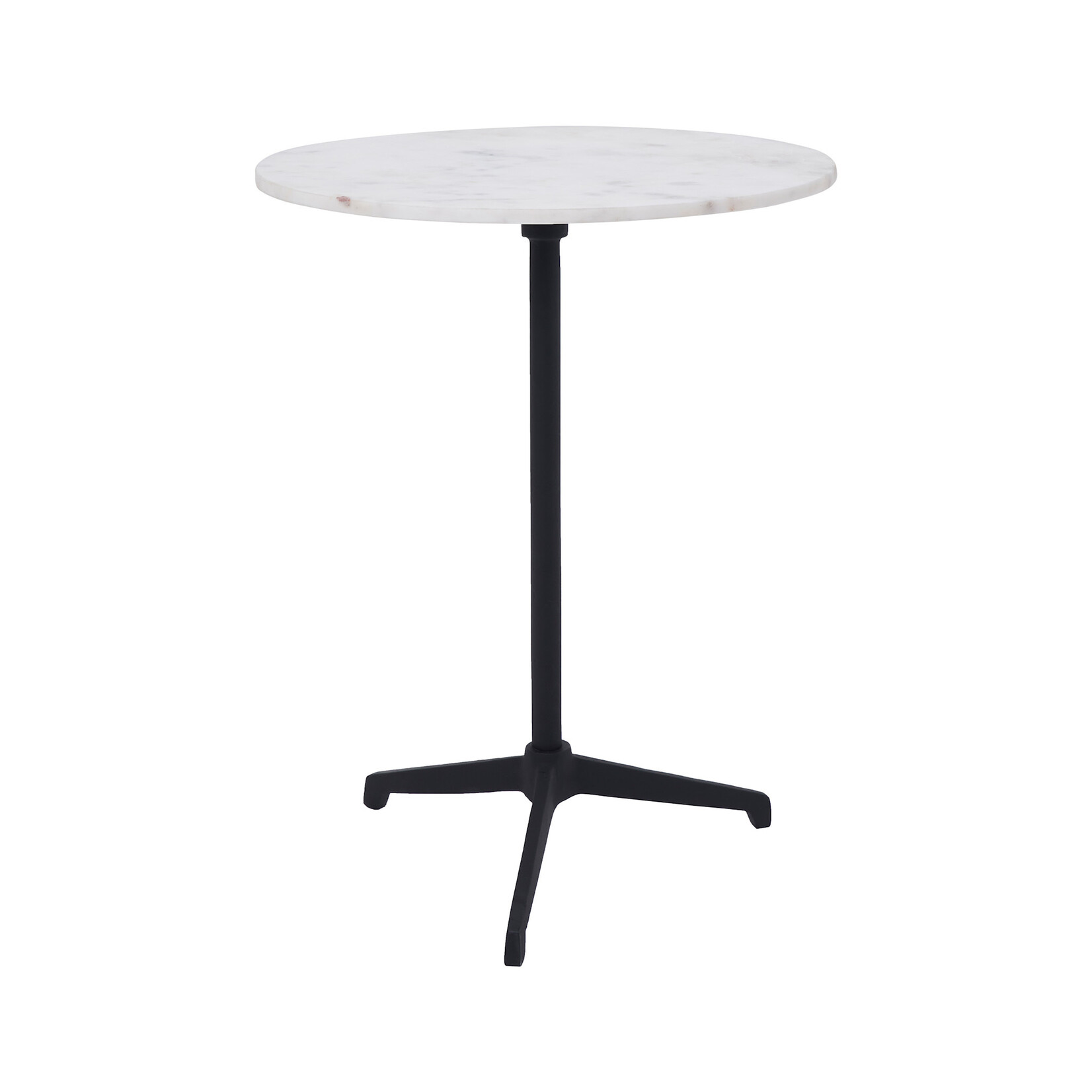 Barker Side Table - Cast aluminum Plated matte black finish - Marble Natural white
