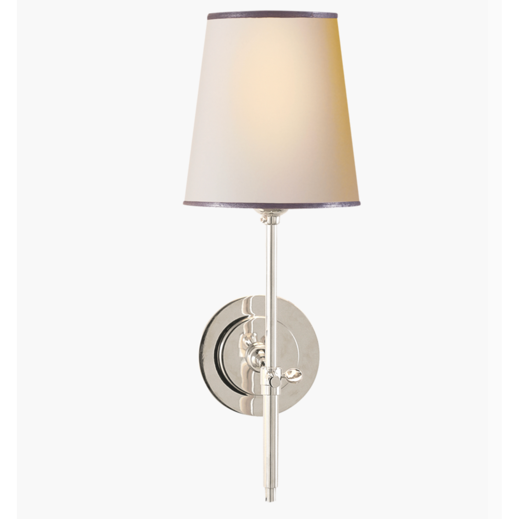 Visual Comfort Bryant Sconce Polished Nickel Natural Paper Shade with Silver Tape