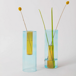 Color Lab Large Reversible Glass Vase - Blue & Yellow