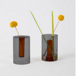 Color Lab Small Reversible Glass Vase - Smoke & Amber