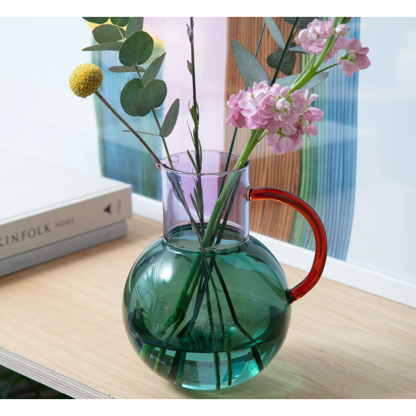 Color Lab Large Pablo Glass Jug - Teal Purple & Amber