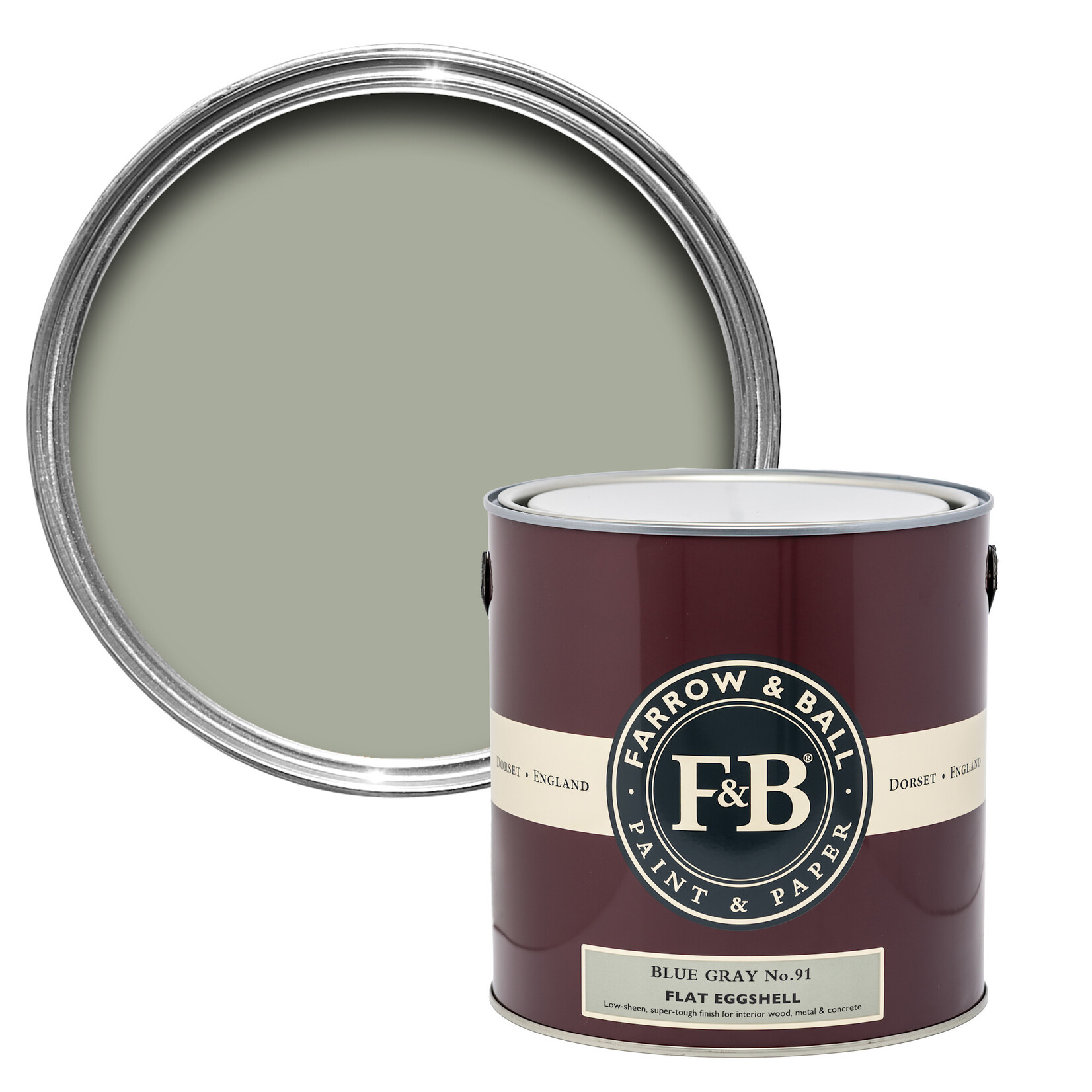 Farrow and Ball US Gallon Flat Eggshell Blue Gray No.91