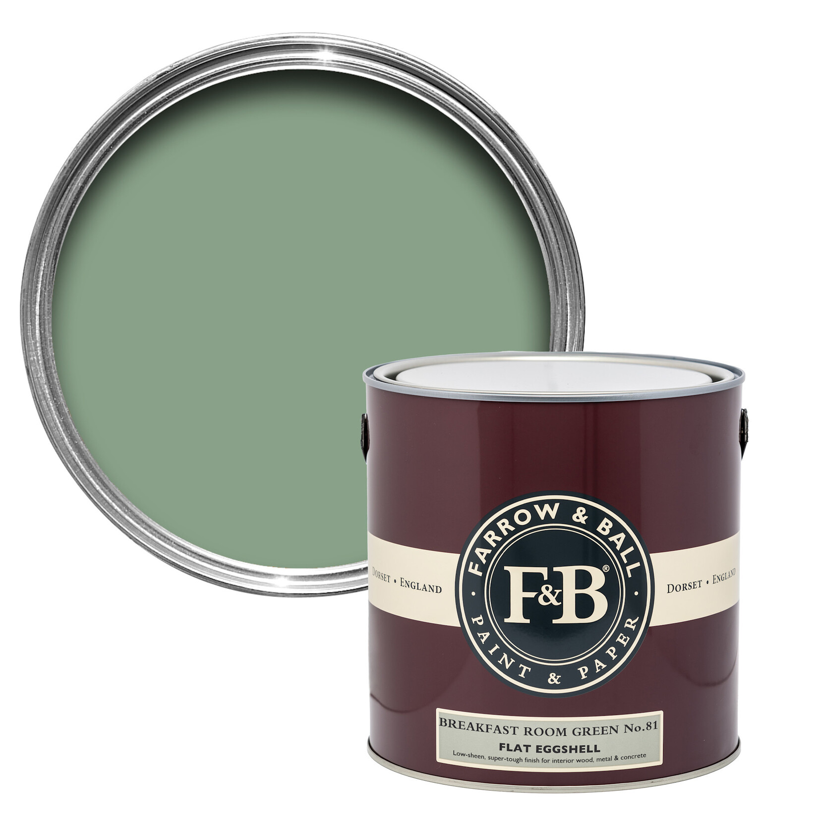 Farrow and Ball US Gallon Flat Eggshell Breakfast Room Green No.81