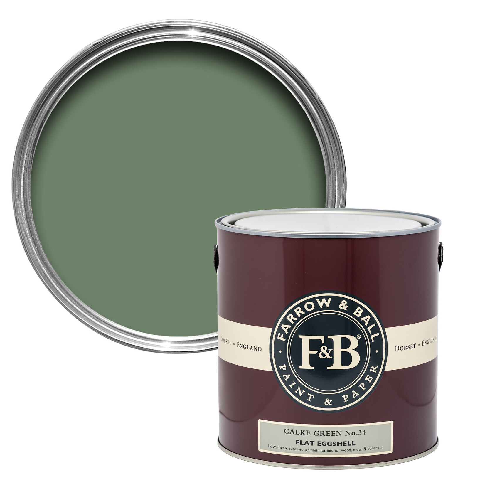 Farrow and Ball US Gallon Flat Eggshell Calke Green No.34
