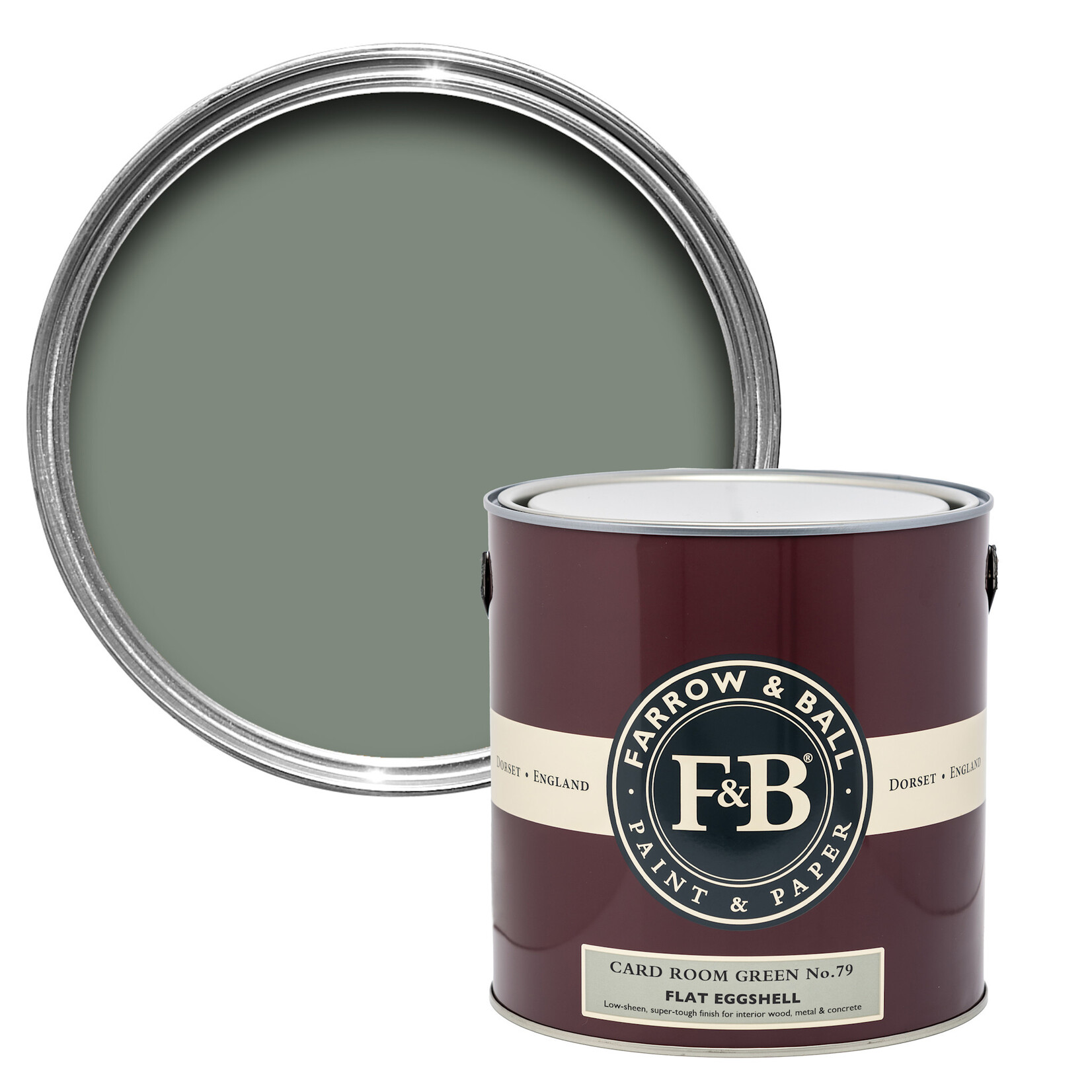 Farrow and Ball US Gallon Flat Eggshell Card Room Green No.79