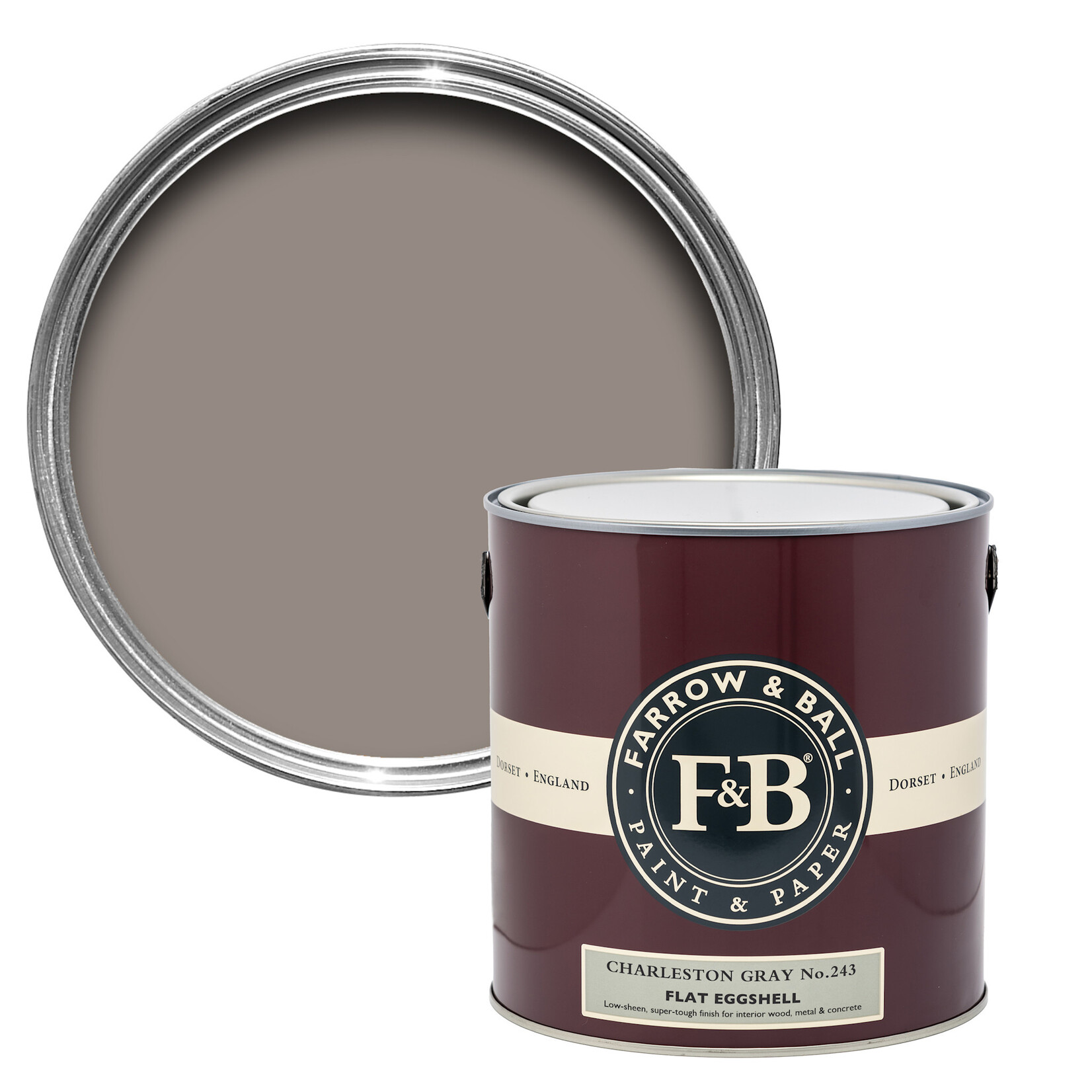 Farrow and Ball US Gallon Flat Eggshell Charleston Gray No.243