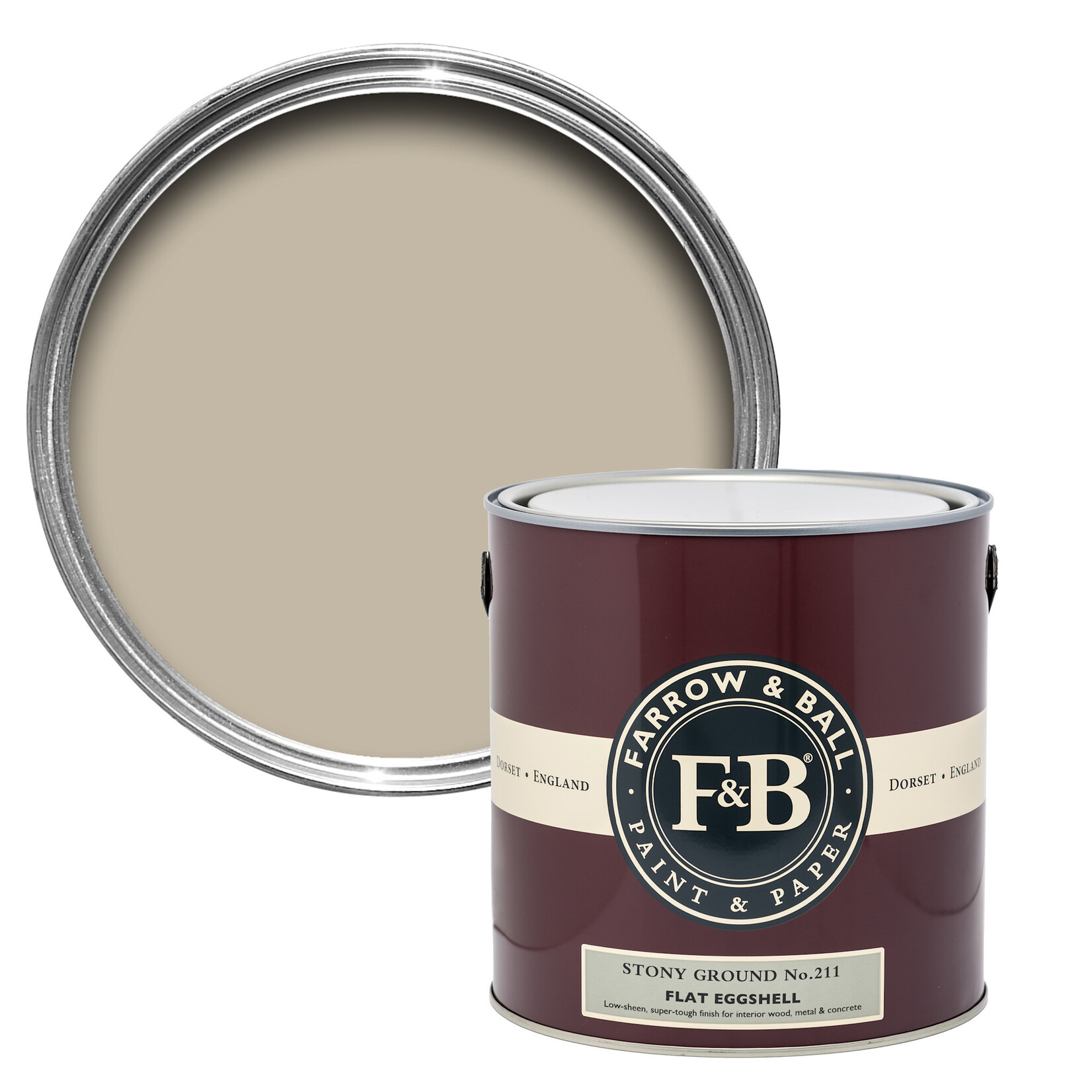 Farrow and Ball US Gallon Flat Eggshell Stony Ground No.211