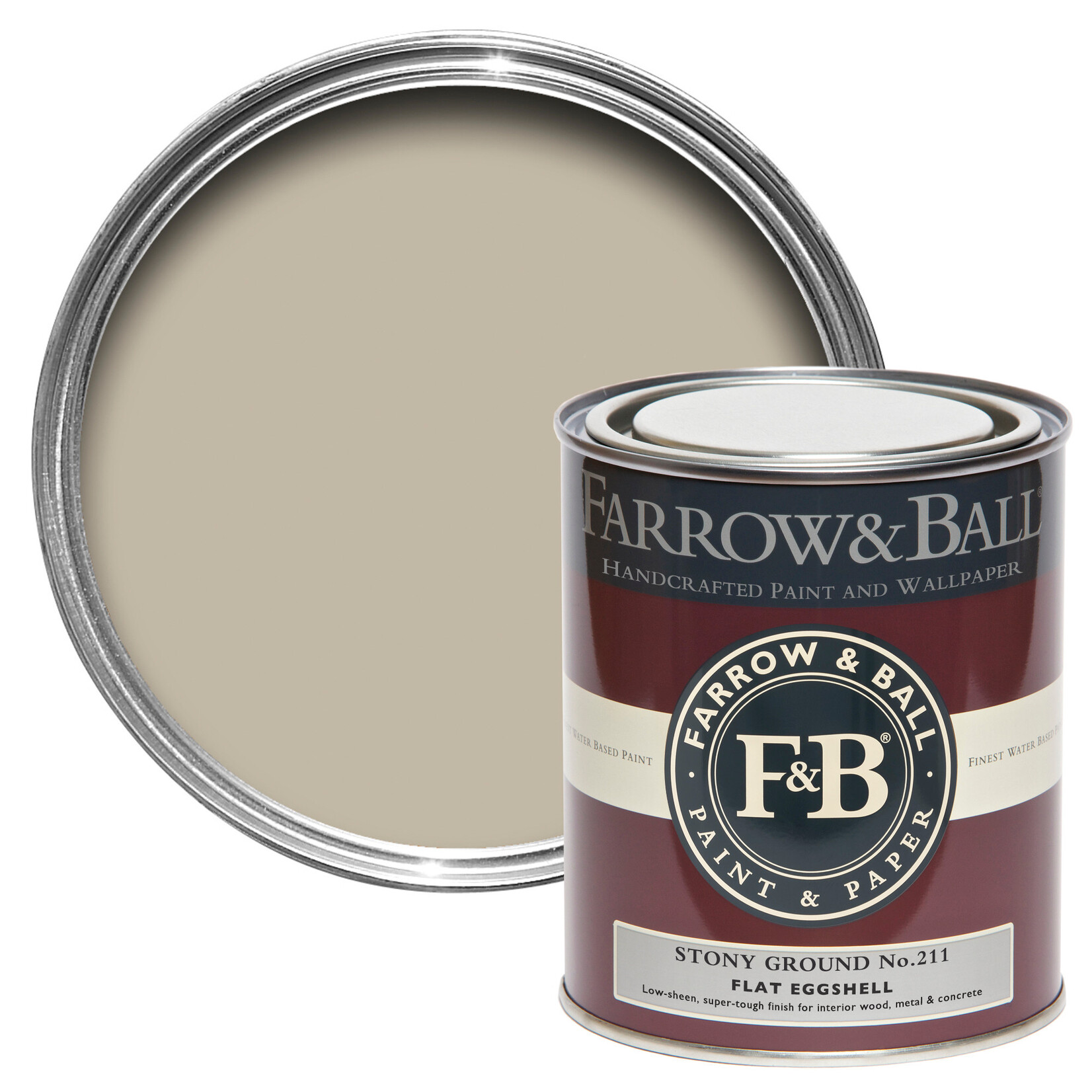 Farrow and Ball 750ml Flat Eggshell Stony Ground No.211
