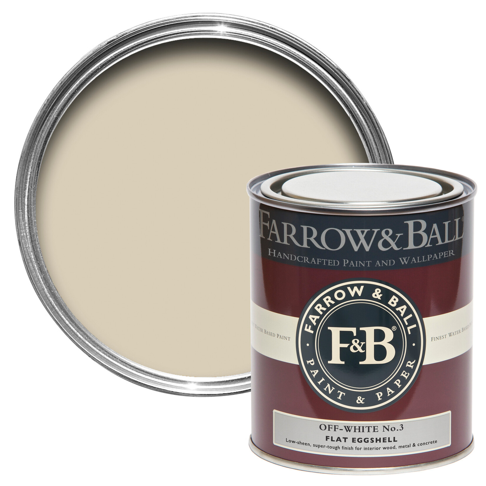 Farrow and Ball 750ml Flat Eggshell Off White No.3