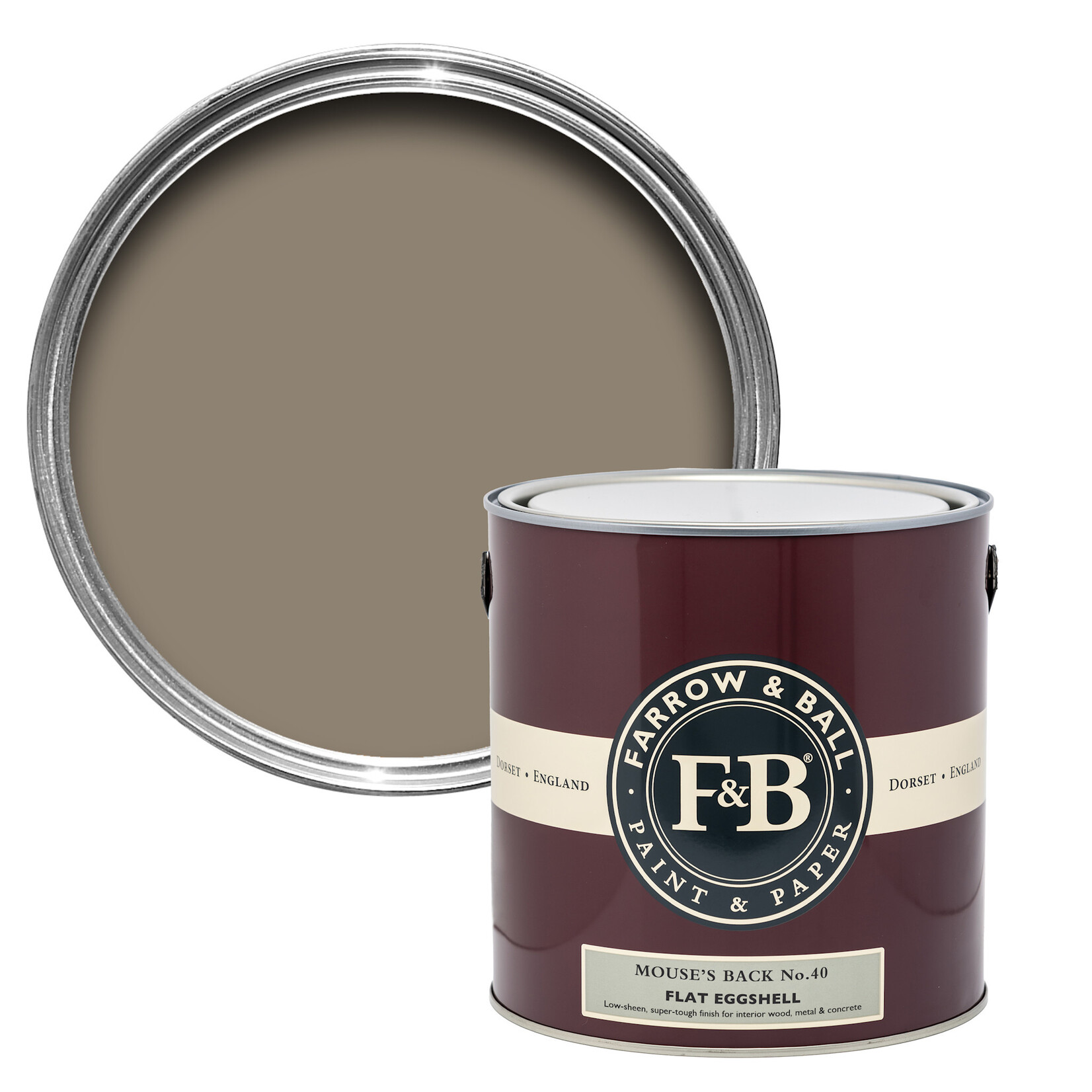 Farrow and Ball US Gallon Flat Eggshell Mouse's Back No.40