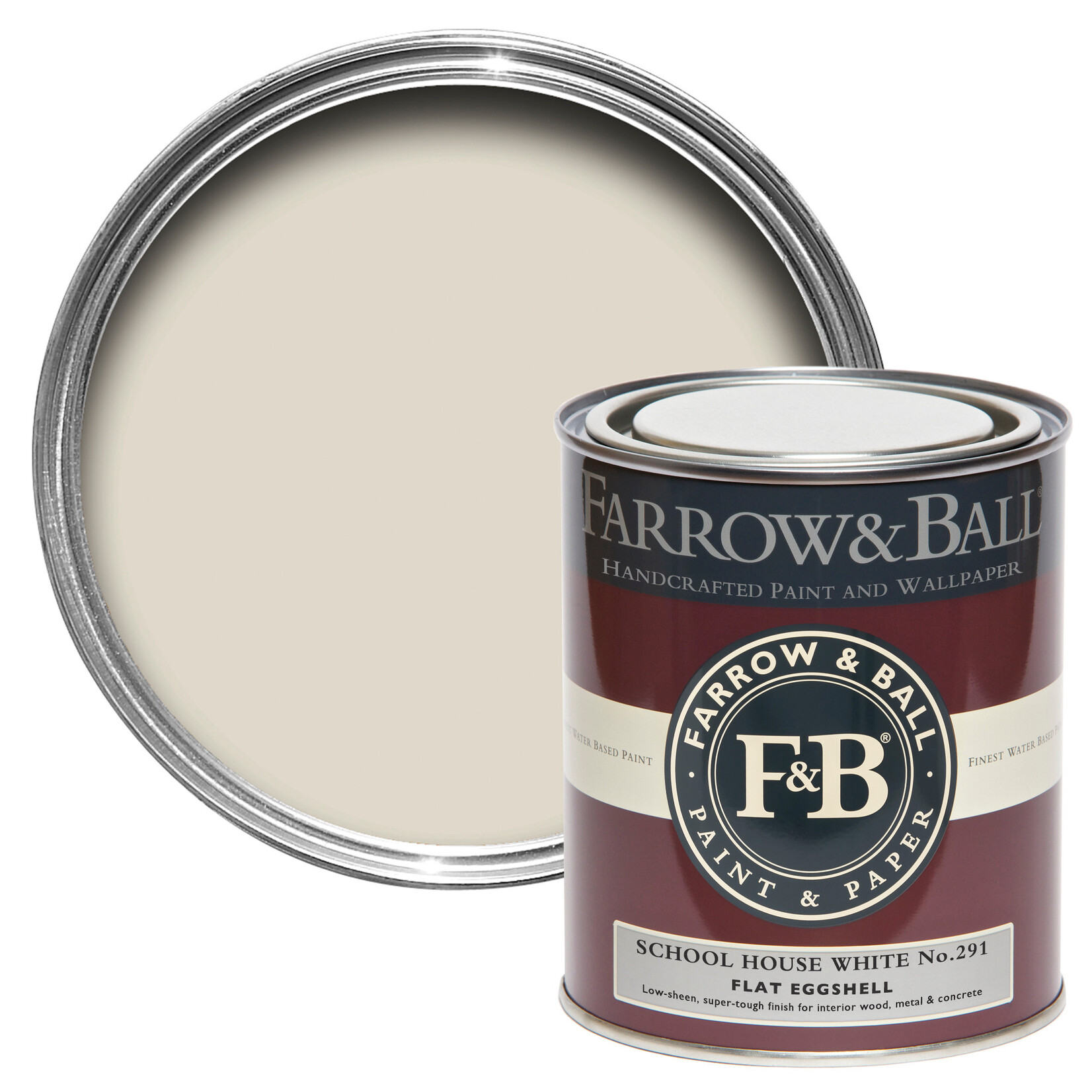 Farrow and Ball 750ml Flat Eggshell School House White No.291
