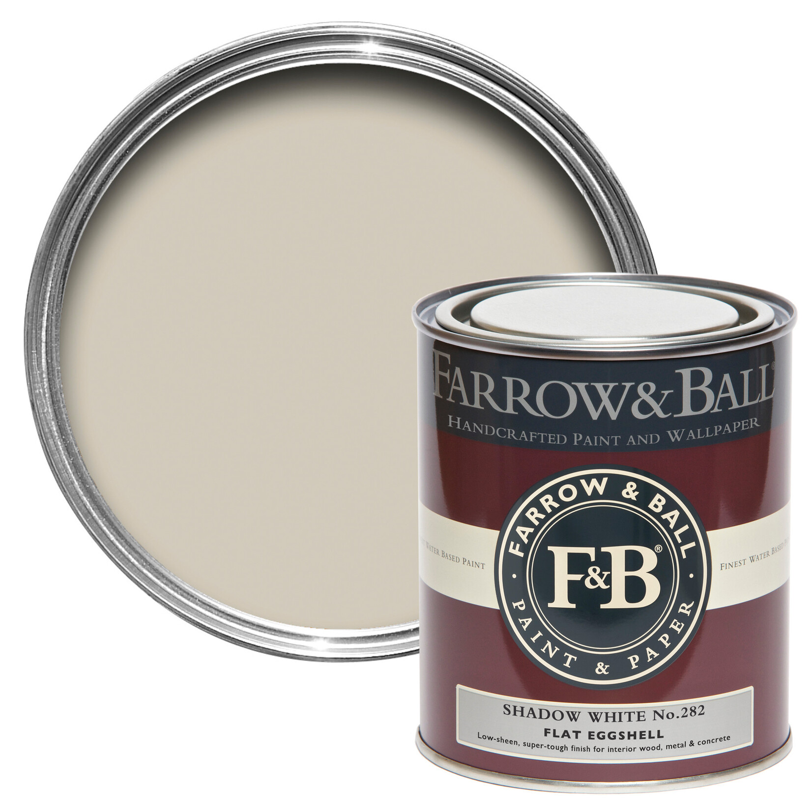Farrow and Ball 750ml Flat Eggshell Shadow White No.282