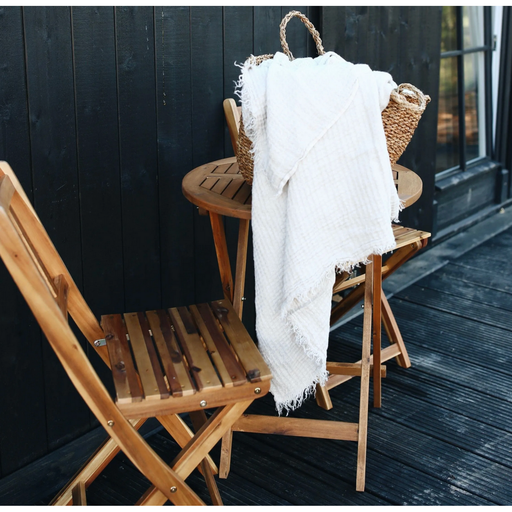 Linen Way Hampton Linen Throw in Milk 60" x 75"