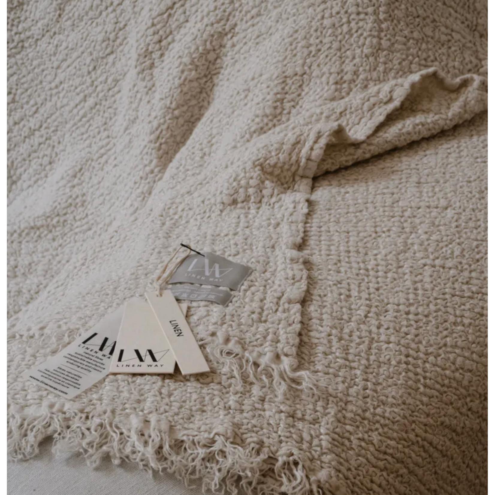 Linen Way Nantucket Linen Throw in Cream 50" x 80"