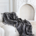 Linen Way Lockerbie Alpaca/Lambswool Throw in Charcoal, Taupe & Ivory Plaid  55" x 78"