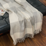 Linen Way St. Louis Alpaca Wool Throw in Ivory & Smoke 55" x 78"