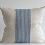 Linen Way Hawthorne Herringbone Sky blue and Linen Cushion  22" x 22"