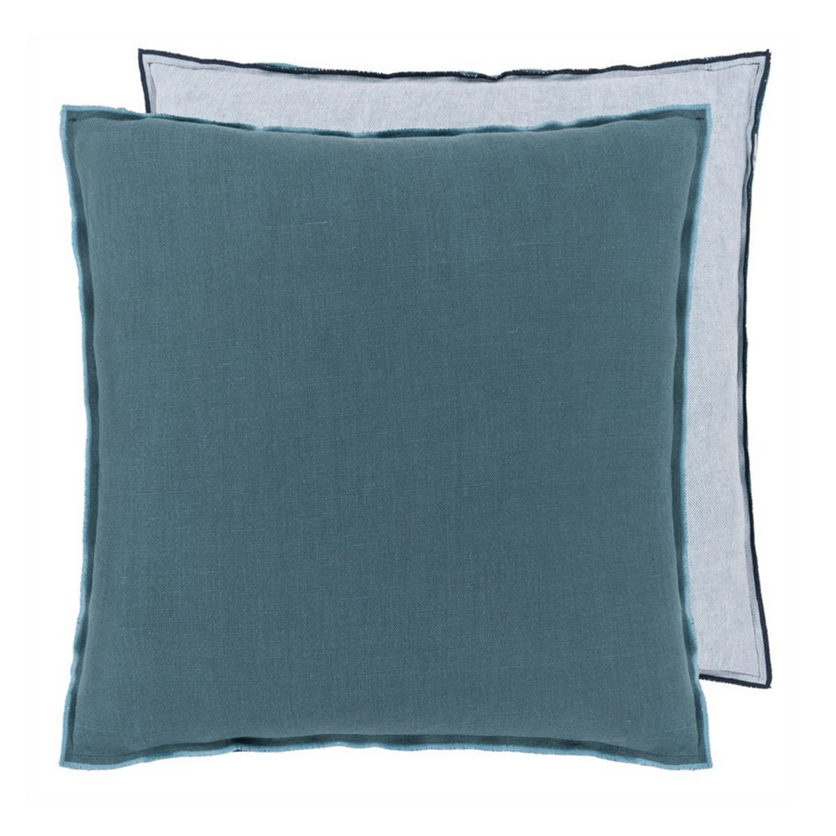 Designer's Guild Brera Lino Midnight & Chambray Linen Cushion 22" x 22"