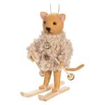 Skiing Cat w/Fur Coat Orn-5"H