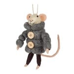 Mouse w/Puffy Parka Ornament-Gry-5"H