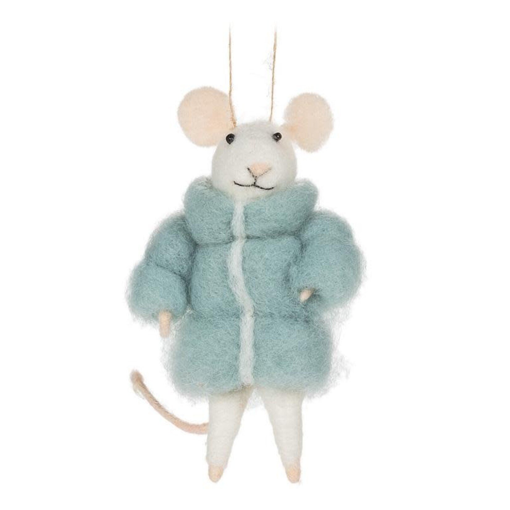 Mouse in Puffy Parka Ornament-Blu-4.5"H