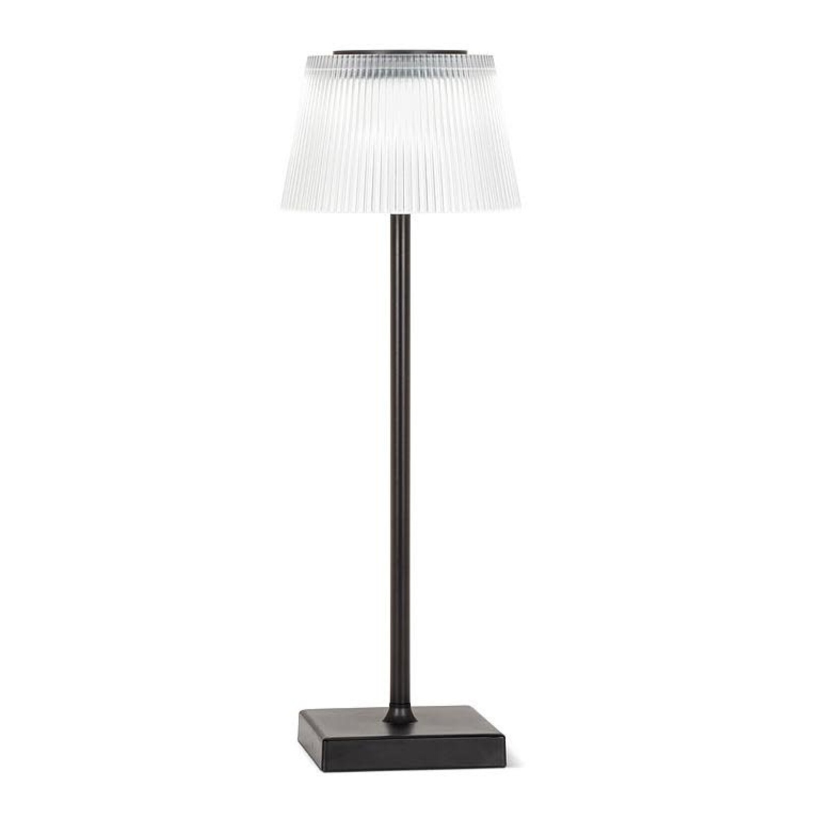 Fluted Frost Shade LED Outdoor Table Lamp-15"H