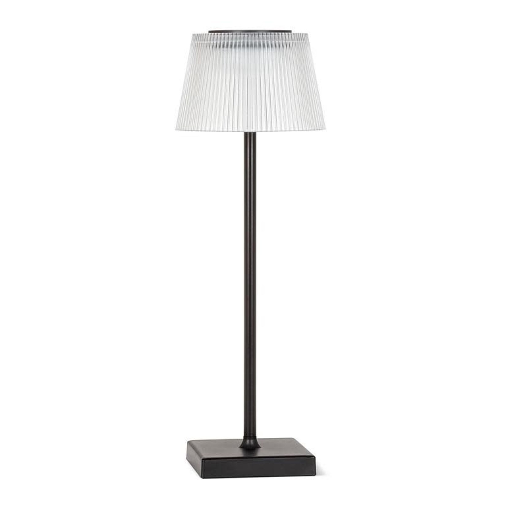 Fluted Frost Shade LED Outdoor Table Lamp-15"H