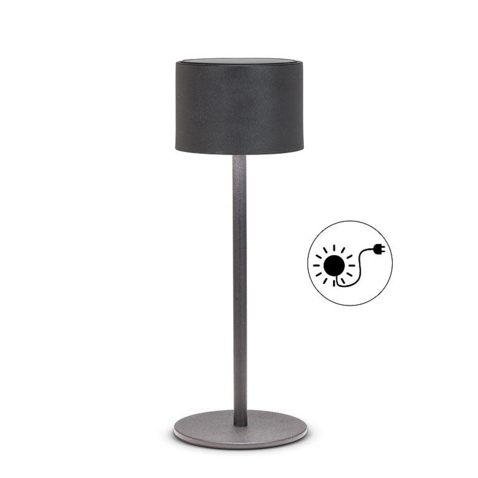 Classic Solar LED Outdoor Table Lamp-Blk-12"H