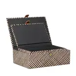 Pandan Chevron Design Two Piece Leather Closure Storage Box Set