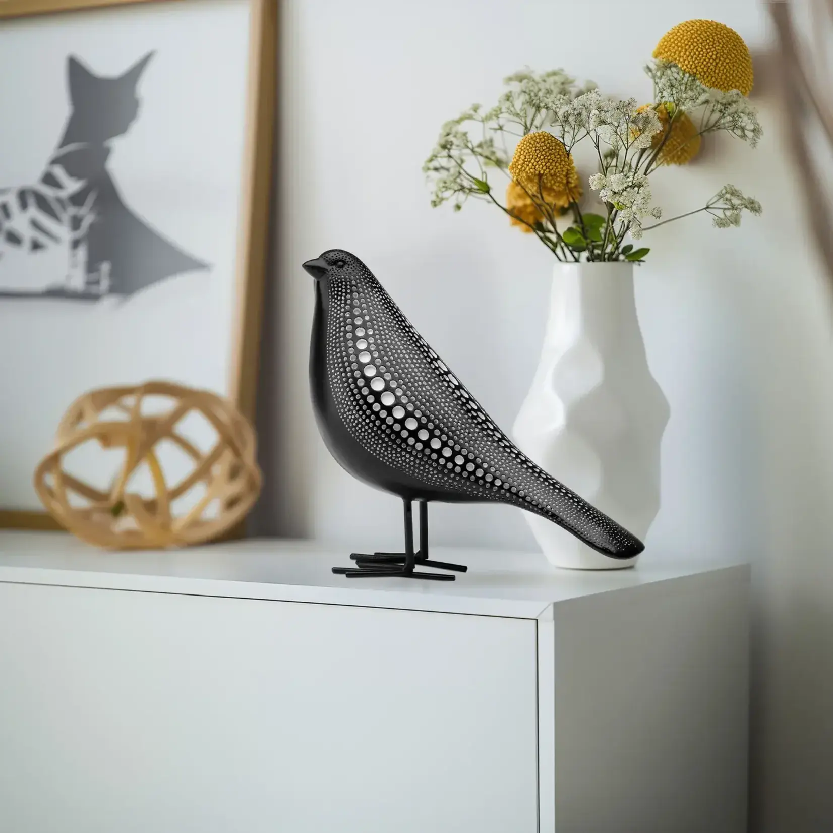 Debossed Dotted Standing Bird - Black